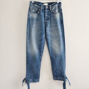 NWT  Boyish High Rise Straight Leg Jeans 25 Medium Wash Tie Hem